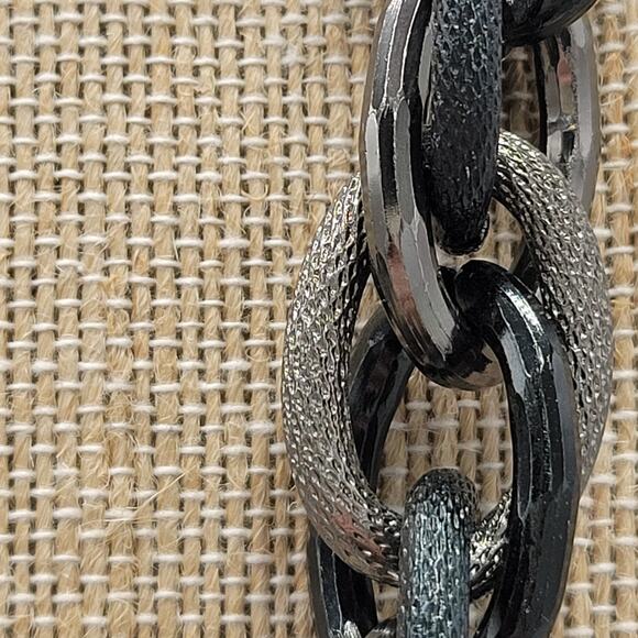 Gunmetal Necklace Black Silver Tone Thick Chunky Chain Link Fashion Statement - Picture 12 of 12